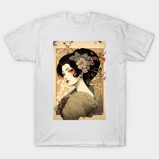 Japanese Woman in Spring - Art Nouveau Style T-Shirt by ArtNouveauChic